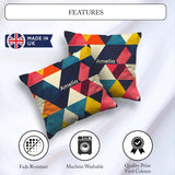 Custom Name Abstract Colorful Triangle Mosaic Geometric Seamless Square Filled Cushion Throw Pillow Sofa Bed Home Decor Zip Washable UK Made