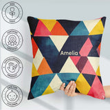 Custom Name Abstract Colorful Triangle Mosaic Geometric Seamless Square Filled Cushion Throw Pillow Sofa Bed Home Decor Zip Washable UK Made