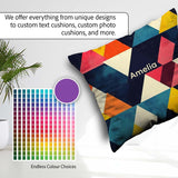 Custom Name Abstract Colorful Triangle Mosaic Geometric Seamless Square Filled Cushion Throw Pillow Sofa Bed Home Decor Zip Washable UK Made