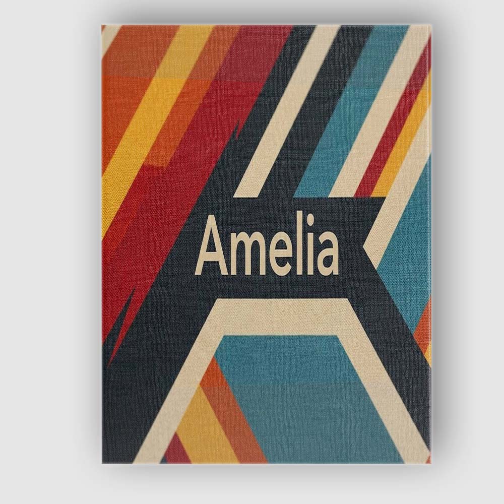 Personalised Name Abstract Layered Geometric Custom Bespoke  Contemporary Display Canvas Wall Art Print Decor Picture Ready to Hang
