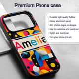 Abstract Organic Fluid Shapes Vibrant Seamless Custom Name Protective Phone Case Mobile Cover Durable Everyday Smartphone Shock Resistant