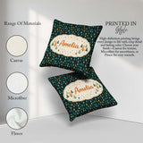 Custom Name Christmas Tree Festive Dark Teal Background Seamless Square Filled Cushion Throw Pillow Sofa Bed Home Decor Zip Washable UK Made