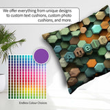 Custom Name Abstract 3D Hexagon Mosaic Modern Geometric Seamless Square Filled Cushion Throw Pillow Sofa Bed Home Decor Zip Washable UK Made
