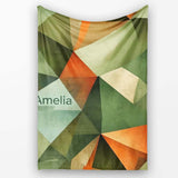 Abstract Faceted Polygon Earth Tone Seamless Pattern Name Cute  Personalised Custom Name Super Soft Fleece Blanket Bed Sofa Throw