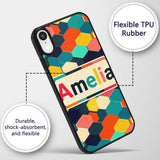 Abstract Multicolor Hexagon Honeycomb Seamless Custom Name Protective Phone Case Mobile Cover Durable Everyday Smartphone Shock Resistant