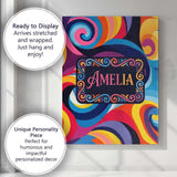 Personalised Name Abstract Spiral Swirl Custom  Modern Room Accent Elegant Feature Canvas Wall Art Print Decor Picture Ready to Hang