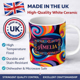 Personalized Custom Name Abstract Spiral Swirl Psychedelic Seamless Pattern Name Cute Unique 11oz Ceramic Coffee Tea Mug White Large Handle