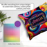 Custom Name Abstract Spiral Swirl Psychedelic Seamless Name Cute Square Filled Cushion Throw Pillow Sofa Bed Home Decor Zip Washable UK Made