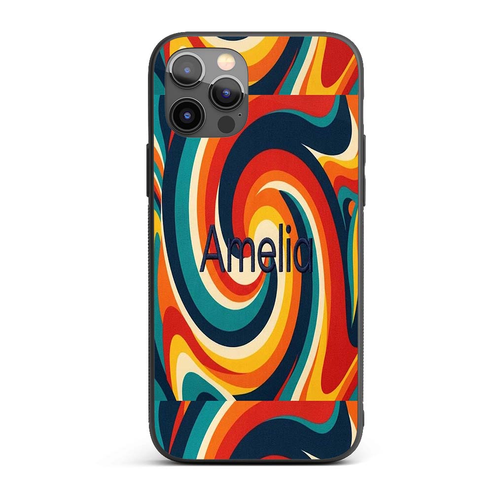 Abstract Spiral Wave Swirl Colorful Seamless Custom Name Protective Phone Case Mobile Cover Durable Everyday Smartphone Shock Resistant