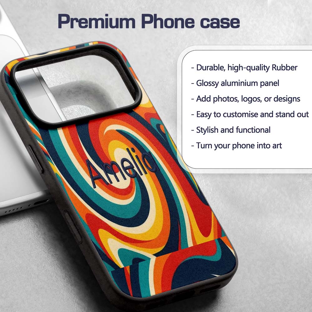 Abstract Spiral Wave Swirl Colorful Seamless Custom Name Protective Phone Case Mobile Cover Durable Everyday Smartphone Shock Resistant