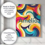 Personalised Name Abstract Vibrant Flowing Custom  Unique Gift Idea Elegant Feature Canvas Wall Art Print Decor Picture Ready to Hang