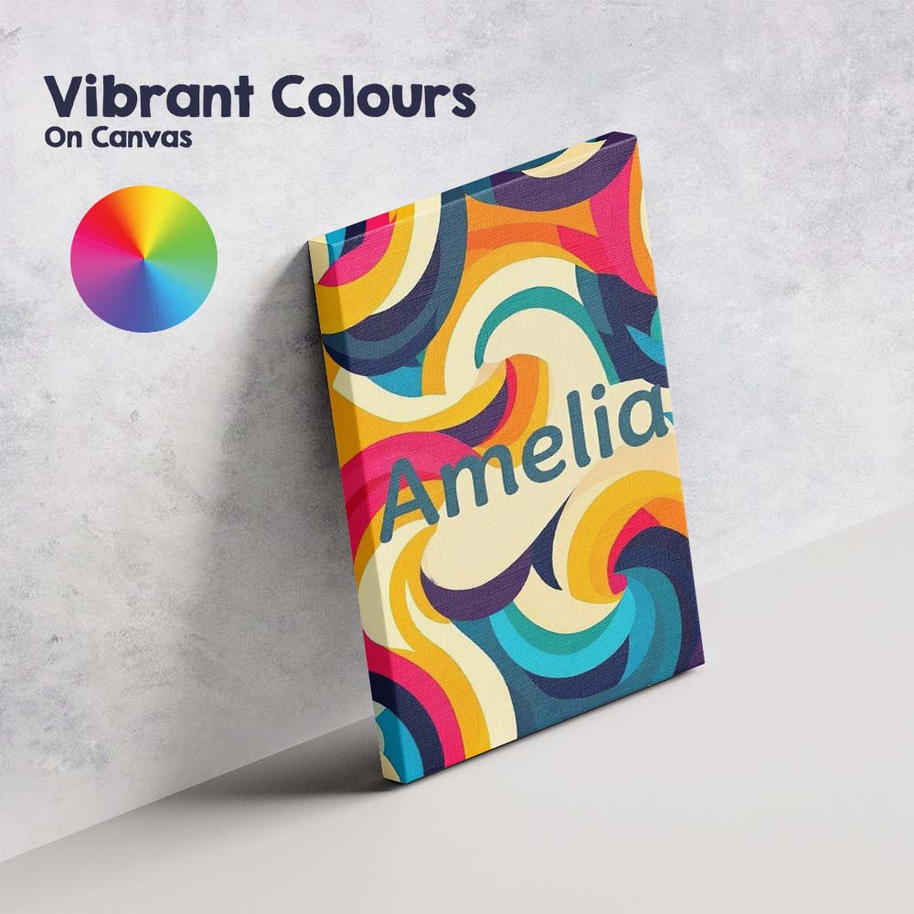 Personalised Name Abstract Vibrant Flowing Custom  Unique Gift Idea Elegant Feature Canvas Wall Art Print Decor Picture Ready to Hang