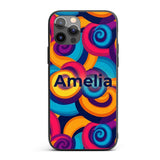 Abstract Psychedelic Spiral Curl Printed Design Custom Name Protective Phone Case Mobile Cover Durable Everyday Smartphone Shock Resistant