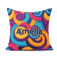 Custom Name Abstract Psychedelic Spiral Curl Bold Color Seamless Square Filled Cushion Throw Pillow Sofa Bed Home Decor Zip Washable UK Made