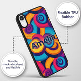 Abstract Psychedelic Spiral Curl Printed Design Custom Name Protective Phone Case Mobile Cover Durable Everyday Smartphone Shock Resistant
