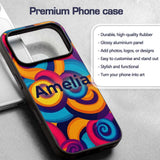 Abstract Psychedelic Spiral Curl Printed Design Custom Name Protective Phone Case Mobile Cover Durable Everyday Smartphone Shock Resistant