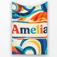 Abstract Circular Swirl Rings Colorful Seamless Pattern Name Cute  Personalised Custom Name Super Soft Fleece Blanket Bed Sofa Throw