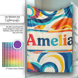 Abstract Circular Swirl Rings Colorful Seamless Pattern Name Cute  Personalised Custom Name Super Soft Fleece Blanket Bed Sofa Throw