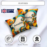 Custom Name Abstract Modern Fluid Curl Shapes Seamless Name Cute Square Filled Cushion Throw Pillow Sofa Bed Home Decor Zip Washable UK Made