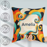 Custom Name Abstract Modern Fluid Curl Shapes Seamless Name Cute Square Filled Cushion Throw Pillow Sofa Bed Home Decor Zip Washable UK Made