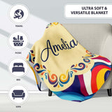 Abstract Colorful Spiral Motion Wave Seamless Pattern Name Cute  Personalised Custom Name Super Soft Fleece Blanket Bed Sofa Throw