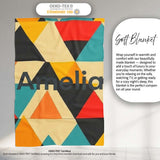 Abstract Geometric Triangle Patchwork Seamless Pattern Name Cute  Personalised Custom Name Super Soft Fleece Blanket Bed Sofa Throw