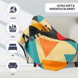 Abstract Geometric Triangle Patchwork Seamless Pattern Name Cute  Personalised Custom Name Super Soft Fleece Blanket Bed Sofa Throw