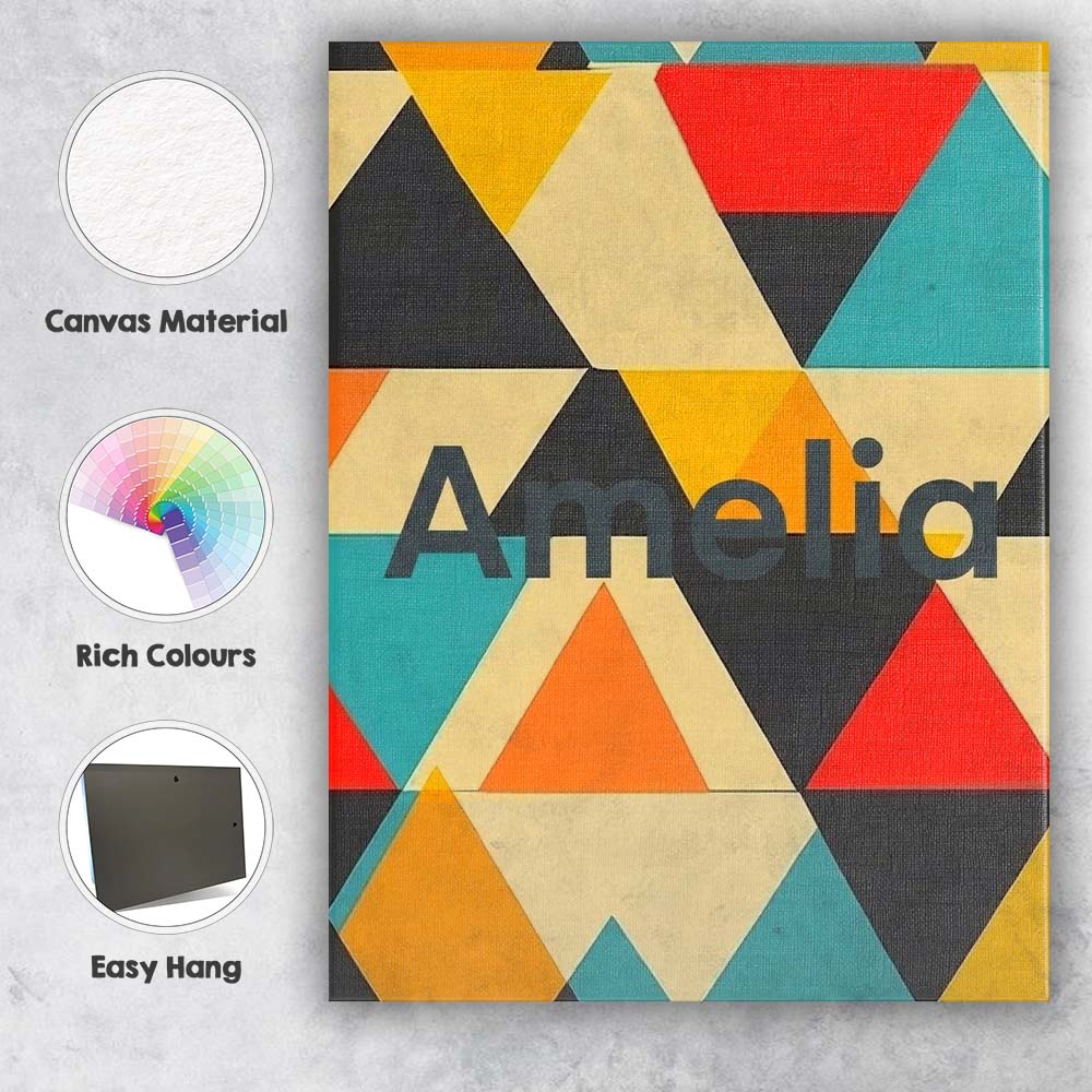 Personalised Name Abstract Geometric Custom Premium Decorative Design Modern Room Accent Canvas Wall Art Print Decor Picture Ready to Hang
