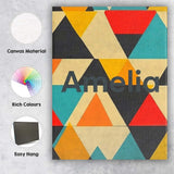 Personalised Name Abstract Geometric Custom Premium Decorative Design Modern Room Accent Canvas Wall Art Print Decor Picture Ready to Hang