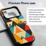 Abstract Geometric Triangle Patchwork Seamless Custom Name Protective Phone Case Mobile Cover Durable Everyday Smartphone Shock Resistant