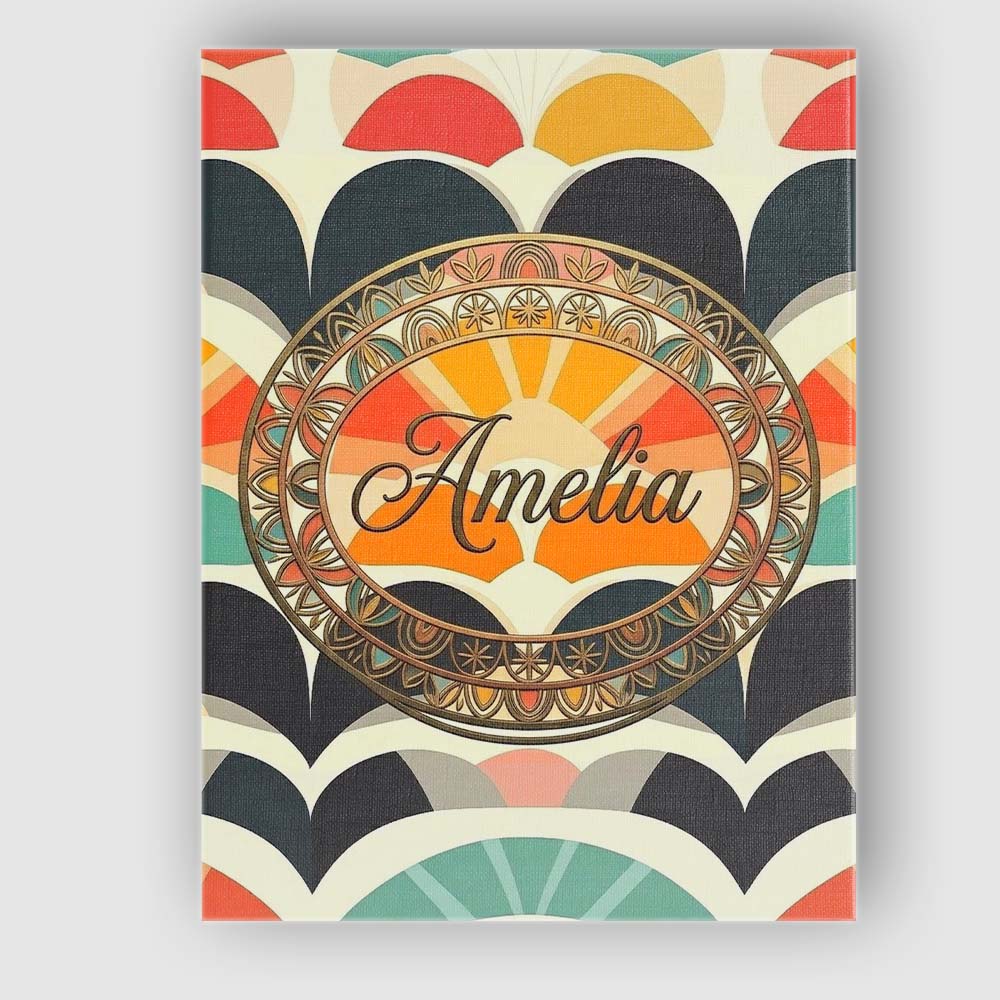 Personalised Name Abstract Deco Fan Custom  Stylish Home Interior Elegant Feature Canvas Wall Art Print Decor Picture Ready to Hang