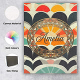 Personalised Name Abstract Deco Fan Custom  Stylish Home Interior Elegant Feature Canvas Wall Art Print Decor Picture Ready to Hang