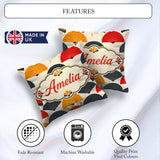 Custom Name Abstract Japanese Folding Fan Minimal Seamless Name Square Filled Cushion Throw Pillow Sofa Bed Home Decor Zip Washable UK Made