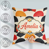 Custom Name Abstract Japanese Folding Fan Minimal Seamless Name Square Filled Cushion Throw Pillow Sofa Bed Home Decor Zip Washable UK Made