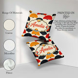 Custom Name Abstract Japanese Folding Fan Minimal Seamless Name Square Filled Cushion Throw Pillow Sofa Bed Home Decor Zip Washable UK Made