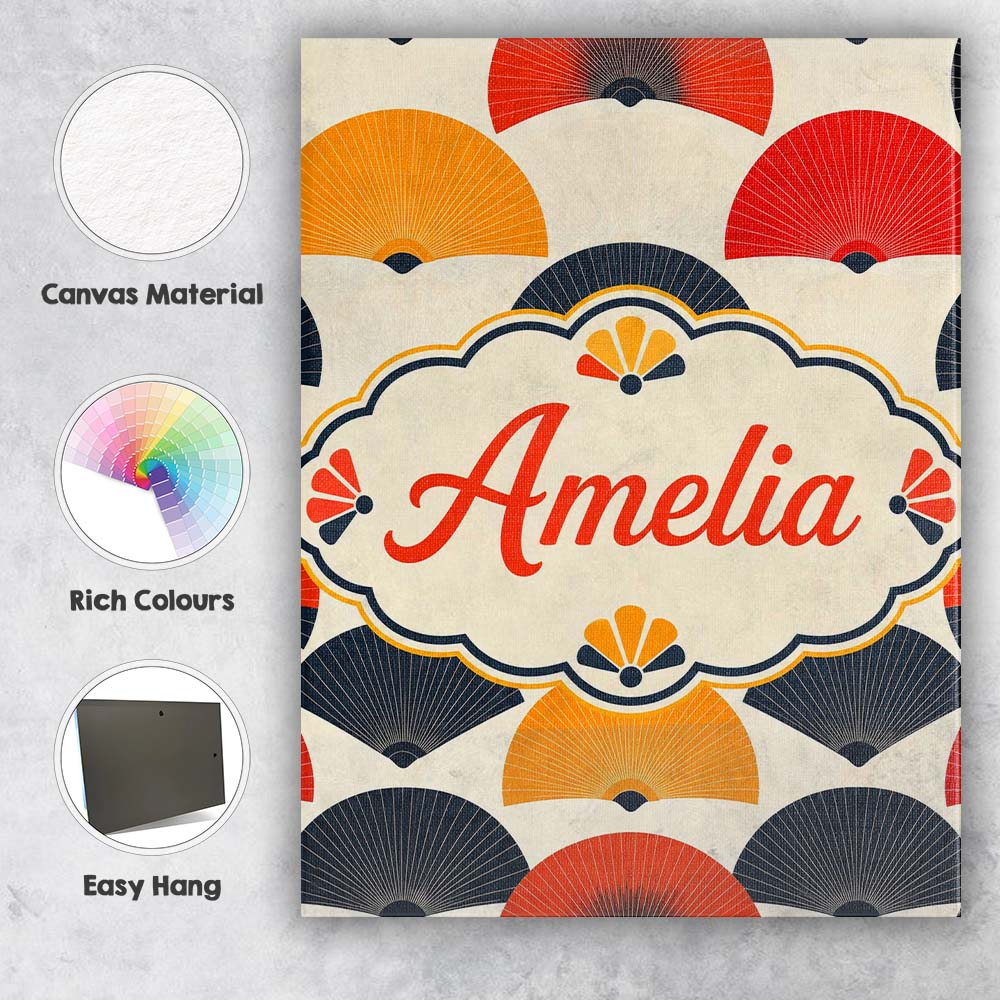 Personalised Name Abstract Japanese Folding Custom  Bespoke Interior Contemporary Canvas Wall Art Print Decor Picture Ready to Hang