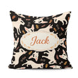 Custom Name Bull Terrier Dogs Background Leaves Seamless Pattern Square Filled Cushion Throw Pillow Sofa Bed Home Decor Zip Washable UK Made
