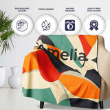 Abstract Modern Cut Paper Shapes Flow Seamless Pattern Name Cute  Personalised Custom Name Super Soft Fleece Blanket Bed Sofa Throw