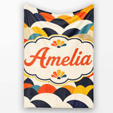 Abstract Scallop Wave Hills Seamless Pattern Name Cute Unique Gift  Personalised Custom Name Super Soft Fleece Blanket Bed Sofa Throw