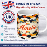 Personalized Custom Name Abstract Scallop Wave Hills Seamless Pattern Name Cute Unique Gift 11oz Ceramic Coffee Tea Mug White Large Handle