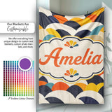 Abstract Scallop Wave Hills Seamless Pattern Name Cute Unique Gift  Personalised Custom Name Super Soft Fleece Blanket Bed Sofa Throw