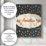Personalised Name Christmas Tree Scandinavian Dark Background Custom Contemporary Display Canvas Wall Art Print Decor Picture Ready to Hang