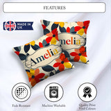 Custom Name Abstract Floral Petal Leaves Modern Seamless Pattern Square Filled Cushion Throw Pillow Sofa Bed Home Decor Zip Washable UK Made