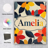 Personalised Name Abstract Floral Petal Custom  Modern Room Accent Elegant Feature Canvas Wall Art Print Decor Picture Ready to Hang