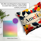 Custom Name Abstract Floral Petal Leaves Modern Seamless Pattern Square Filled Cushion Throw Pillow Sofa Bed Home Decor Zip Washable UK Made