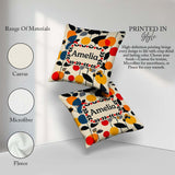 Custom Name Abstract Modern Floral Leaves and Seamless Name Cute Square Filled Cushion Throw Pillow Sofa Bed Home Decor Zip Washable UK Made