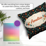 Custom Name Christmas Tree Scandinavian Dark Background Seamless Square Filled Cushion Throw Pillow Sofa Bed Home Decor Zip Washable UK Made