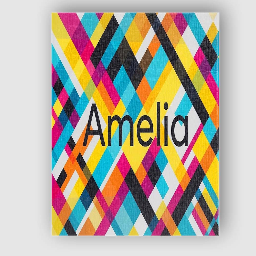 Personalised Name Abstract Colorful Geometric Custom Unique Gift Idea Modern Room Accent Canvas Wall Art Print Decor Picture Ready to Hang