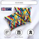 Custom Name Abstract Colorful Geometric Plaid Seamless Name Cute Square Filled Cushion Throw Pillow Sofa Bed Home Decor Zip Washable UK Made