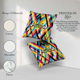 Custom Name Abstract Colorful Geometric Plaid Seamless Name Cute Square Filled Cushion Throw Pillow Sofa Bed Home Decor Zip Washable UK Made